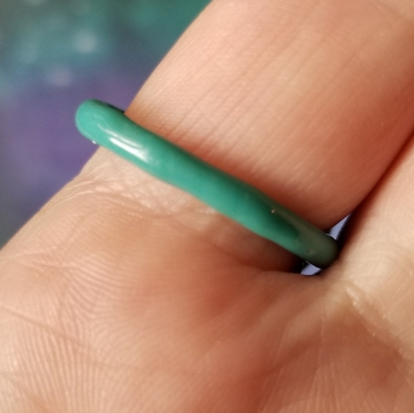 Relisted -chunky green black ring hand made size 11 - Picture 6 of 9